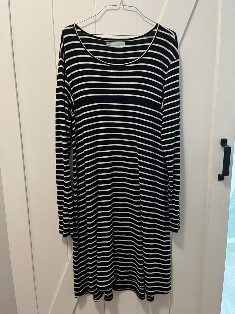 Maurices Black and White Striped Long Sleeve Scoop-Neck Dress